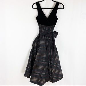 BCBG PARIS velvet and plaid cocktail dress
